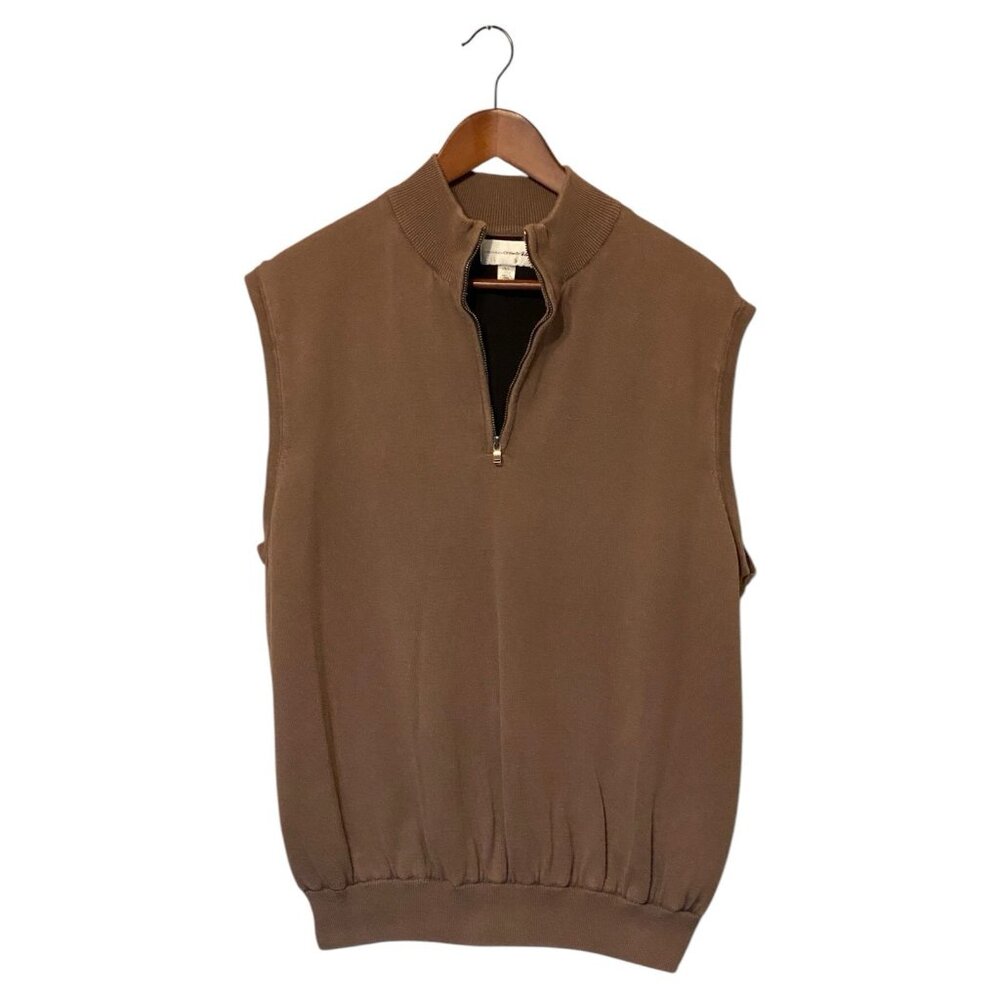 Cutter & Buck Brown Golf Sweater Vest Men's Size L Pullover Academia Fall Cotton